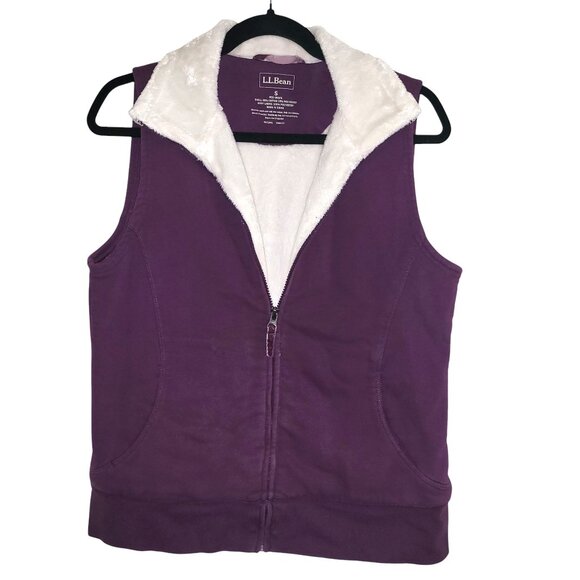 L.L. Bean | Purple Embroidered Fleece Front Zip Insulated Vest - Picture 2 of 8
